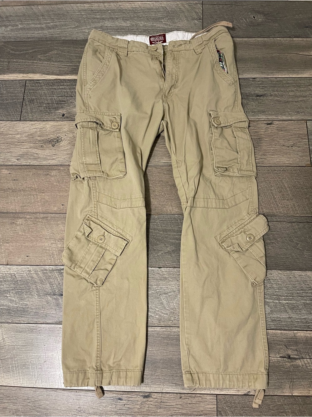Matchstick Men's Khaki Cargo Pants with Multiple Utility Pockets